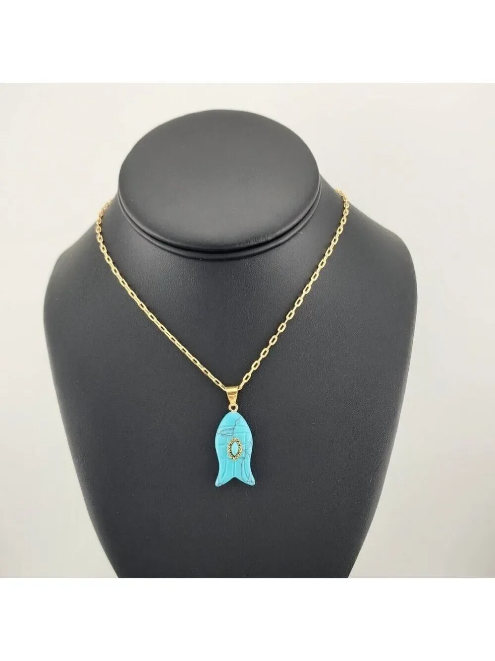 Under the Sea Vibes – Fish-Shaped Turquoise Necklace with Stone